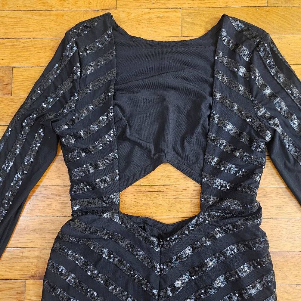 House of CB Women's Mini Sequined Suna Black Dress Size S - Picture 6 of 13